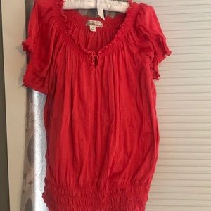 Tropical coral colored top